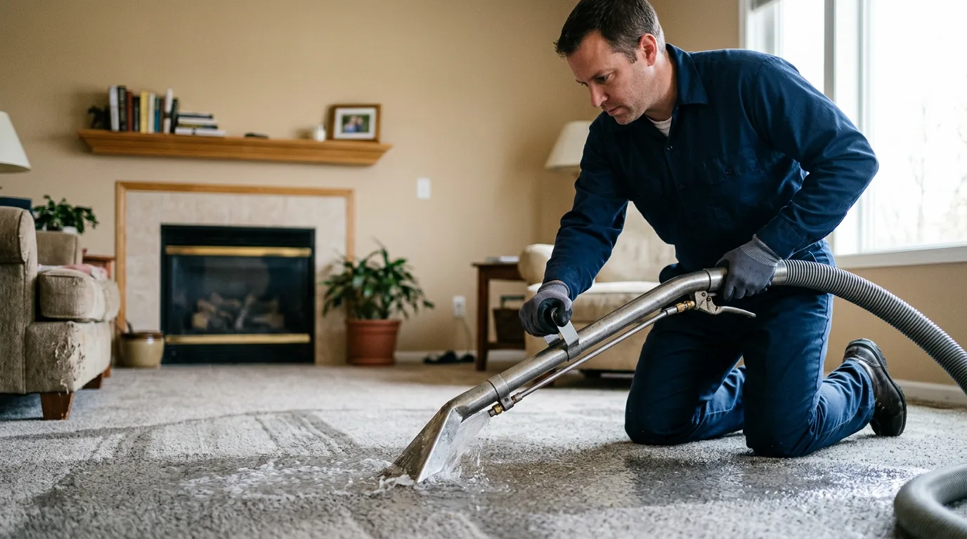 Water damage restoration technician working near Aquilla, TX